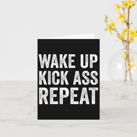 Wake Up Kick Repea,funny Quote Workout Motivation  Karte (Gelbe Blume)