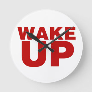 Wake Up Red Round Clock Runde Wanduhr
