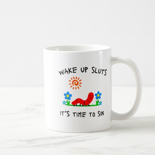 Wake Up S It's Time To Sin Funny Animal Meme  Kaffeetasse (Rechts)