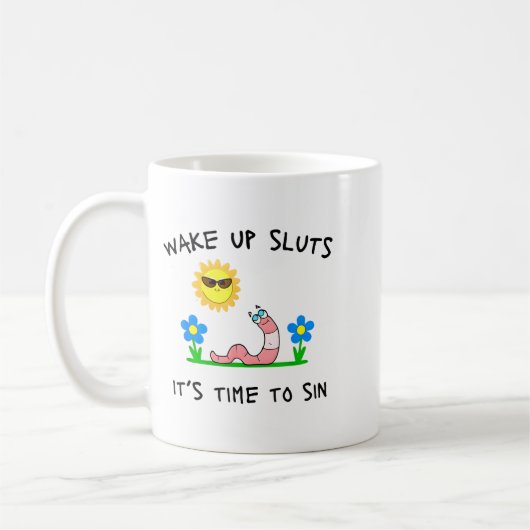 Wake Up S It's Time To Sin Funny Animal Meme  Kaffeetasse (Links)
