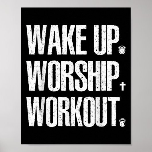 Wake Up Worship Workout Lovers Faith Christian Wom Poster (Vorne)