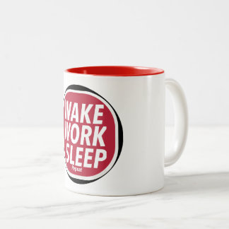 Wake, Work, Sleep repeat Print Novelty Zweifarbige Tasse