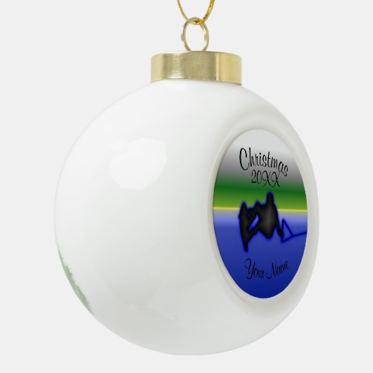Wakeboard Ceramic Ball Christmas Ornament (Links)