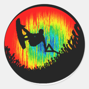 Wakeboard der Wakeboarder Runder Aufkleber