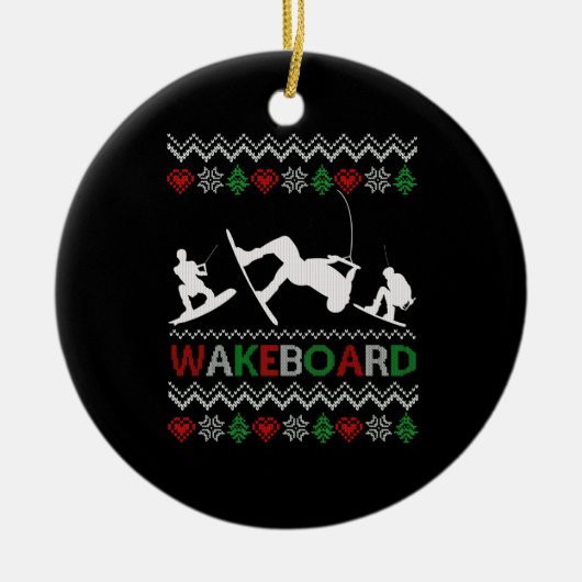 Wakeboard Funny Christmas Keramik Ornament (Vorne)