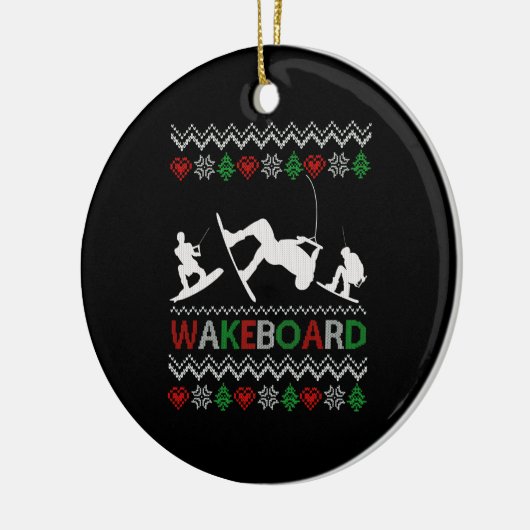 Wakeboard Funny Christmas Keramik Ornament (Links)