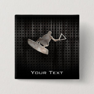 Wakeboarder; Cooles Schwarzes Button