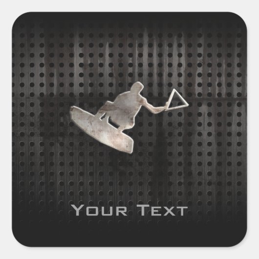 Wakeboarder; Cooles Schwarzes Quadratischer Aufkleber (Vorderseite)
