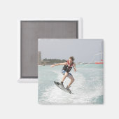 Wakeboarder Jumping Square Magnet (Vorderseite/Rückseite)