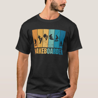 Wakeboarder Silhouette Cool Retro Vintag Sunset B T-Shirt