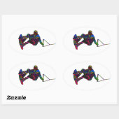 Wakeboarder Wild Colors Ovaler Aufkleber (Blatt)