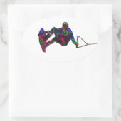 Wakeboarder Wild Colors Ovaler Aufkleber (Tasche)