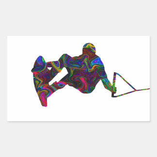 Wakeboarder Wild Colors Rechteckiger Aufkleber