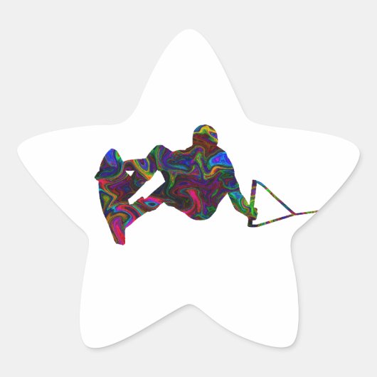 Wakeboarder Wild Colors Stern-Aufkleber (Vorderseite)