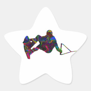 Wakeboarder-wilde Farben Stern-Aufkleber