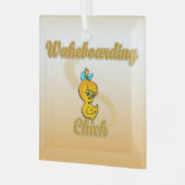 Wakeboarding Chick Ornament Aus Glas (Vorderseite links)