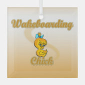 Wakeboarding Chick Ornament Aus Glas (Vorderseite)