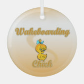 Wakeboarding Chick Ornament Aus Glas (Vorderseite)