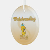 Wakeboarding Chick Ornament Aus Glas (Vorderseite links)