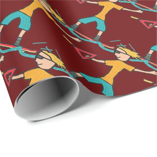 Wakeboarding Geschenkpapier (Rolleneckpunkt)