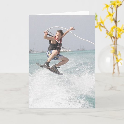 Wakeboarding Greeting Card Karte (Gelbe Blume)