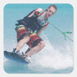 Wakeboarding Schwanz-Zupacken Quadratischer Aufkleber