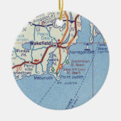 Wakefield RI Vintage Karte Keramik Ornament (Vorne)