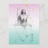 Waking up Woman Swimming Pastel colors Surreal art Postkarte (Vorderseite)