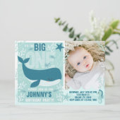 Wal 1. Geburtstag Party Einladung Einladung (Stehend Vorderseite)