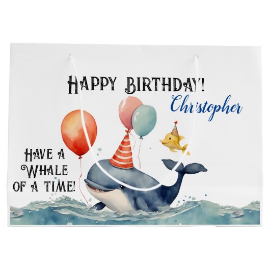 Wal a Time Personalisiert Boys Birthday Große Geschenktüte (Rückseite)