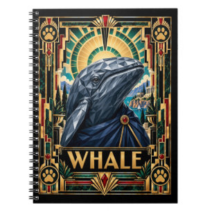 Wal, Art Deco Wildlife Notizblock