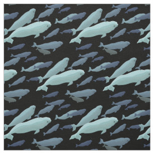 Wal Art Fabric Beluga Whale Fabric Cotton or Pol Stoff