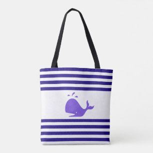 Wal auf Blau-Weiß-Gestreift Tasche