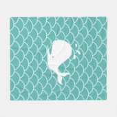 Wal auf dem Aquamarinen Wavy Ocean Fleecedecke (Vorderseite (Horizontal))