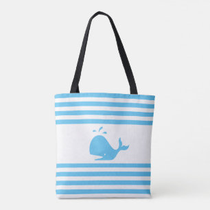 Wal auf Türkis-Weiß-Gestreifter-Tasche Tasche