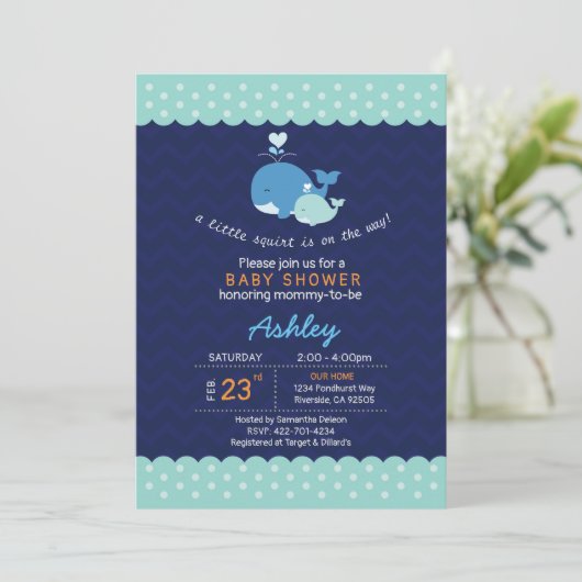 Wal Baby Dusche Einladung (Stehend Vorderseite)