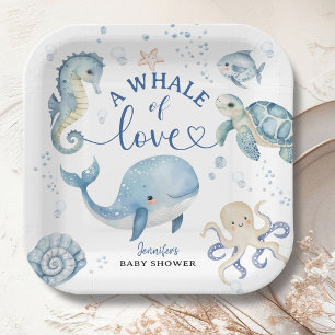 Wal-Baby-Party für Jungen Blaues Meer Pappteller