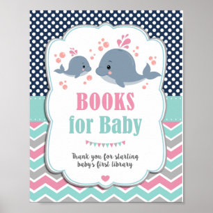 Wal-Baby-Party Nautilische Bücher für Baby-Schild Poster