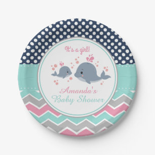 Wal-Baby-Party Papierplatte Mädchen Chevron Pünktc Pappteller