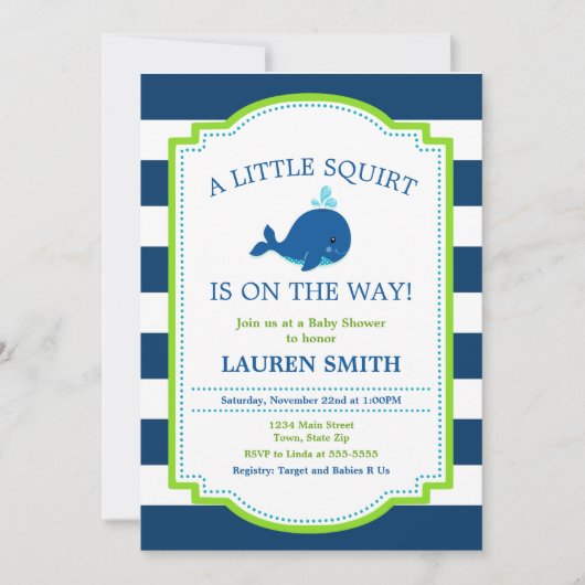 Wal-Babyparty-Einladungs-Baby Einladung (Vorderseite)