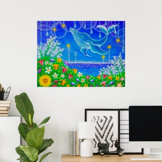 Wal & Blumen Poster (Heimbüro)