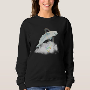 Wal Delfin springt durch Liebe Regenbogen Reifen Sweatshirt