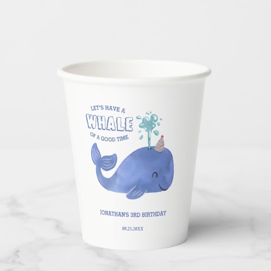 Wal einer Zeit Niedlichen Party Hut Weißer Geburts Pappbecher (Vorderseite)