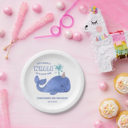 Wal einer Zeit Niedlichen Party Hut Weißer Geburts Pappteller (Party)