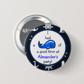 Wal eines gute Zeit-Seethema-Geburtstages Button (Vorne & Hinten)
