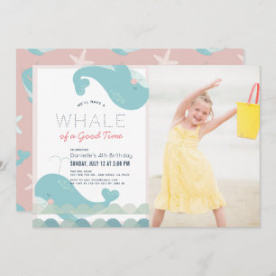 Wal eines guten Time Pink Girl Geburtstags Foto Einladung