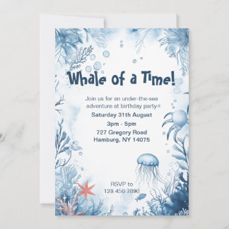 Wal eines Time Ocean Kindergeburtstag Einladung