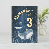 Wal eines Time Ocean Kindergeburtstag Einladung (Stehend Vorderseite)