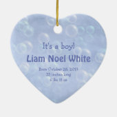 Wal-Fisch-Baby-Geburts-Mitteilungs-Herz Keramikornament (Hinten)