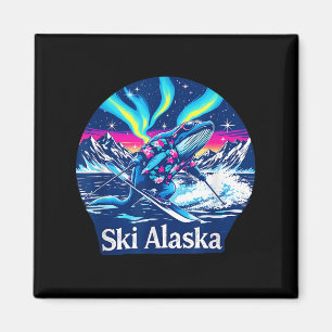 Wal genießt Skifahren in Alaska-Abenteuer  Magnet